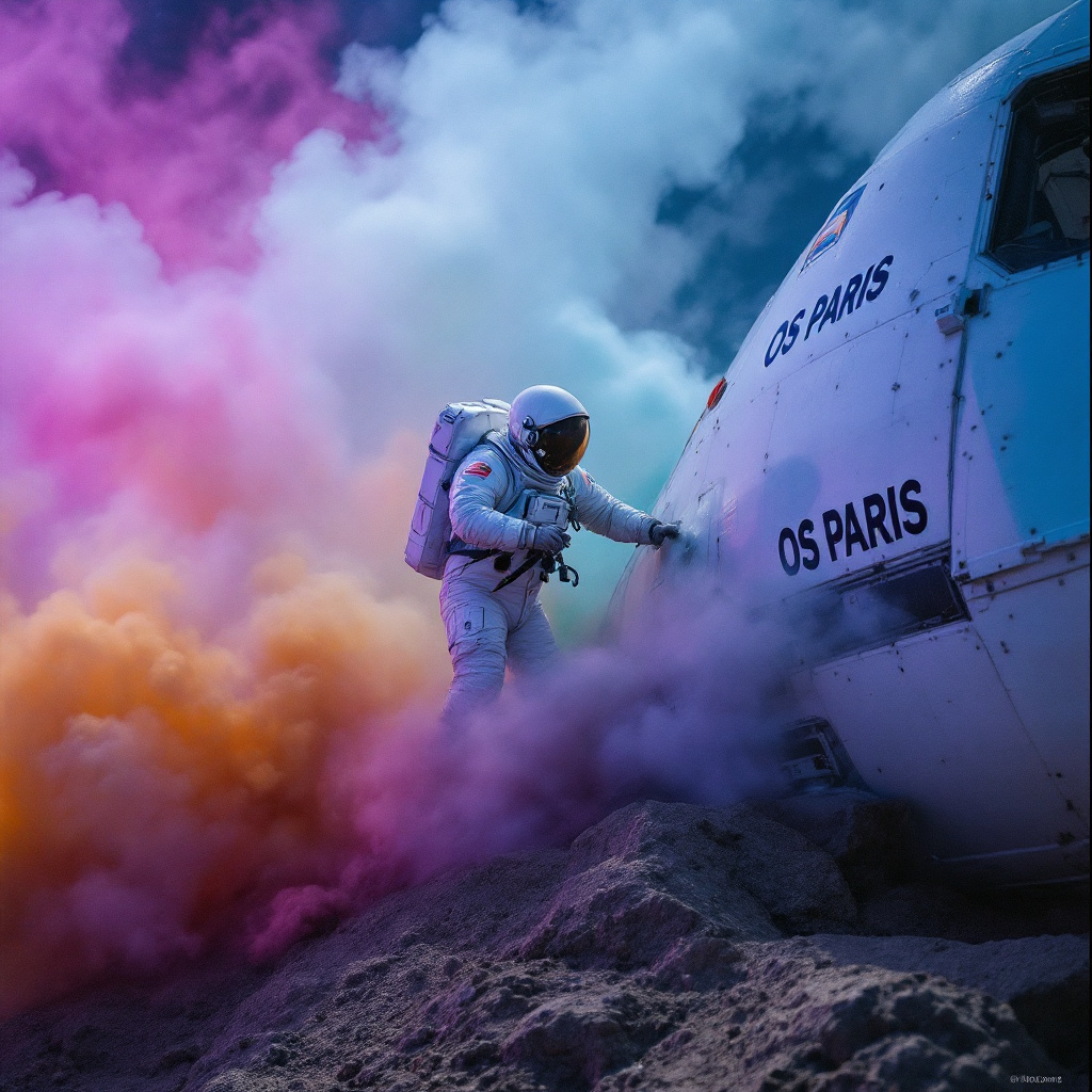 Astronaut auprès d'une fusée OS PARIS